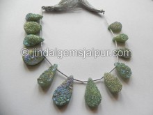 Green Druzy Faceted Pear